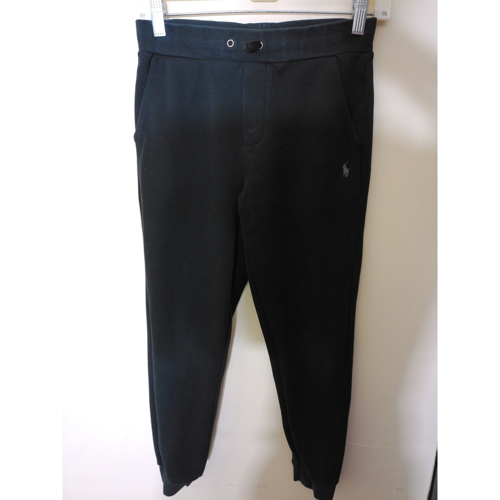 Polo Ralph Lauren Jogger Pants Youth M 10-12 Black Fleece Pony Logo Sporty